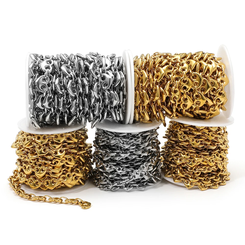1 Meter Stainless Steel Heart Handmade Chains Heavy Chains for DIY Men Women Jewelry Making Necklace Bracelet Material Wholesale - view 2