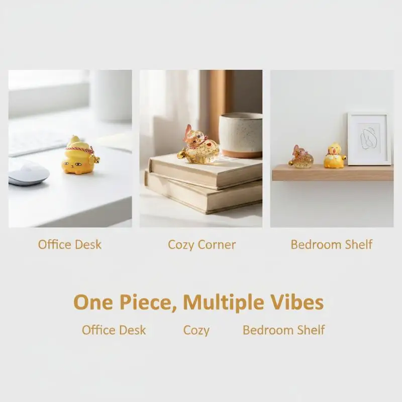 Cute Cartoon Gourd Animal Figurine Lucky Resin Ornament For Computer Monitor Edge Decor Office Desk Home Display Gift