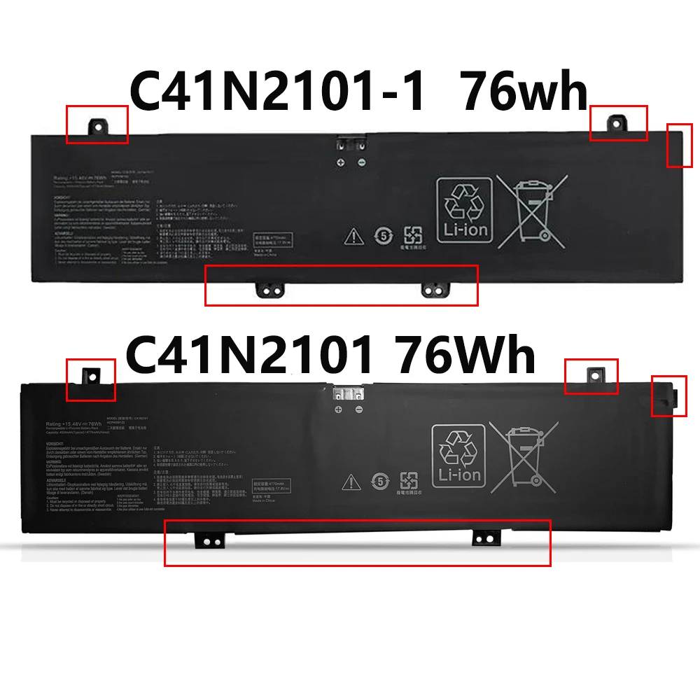 C41N2101-1 C41N2101 15.48V 76Wh 4920mAh Laptop Battery For ASUS ROG Zephyrus G14 FX517 ZenBook PRO 17 UM6702 UX6404