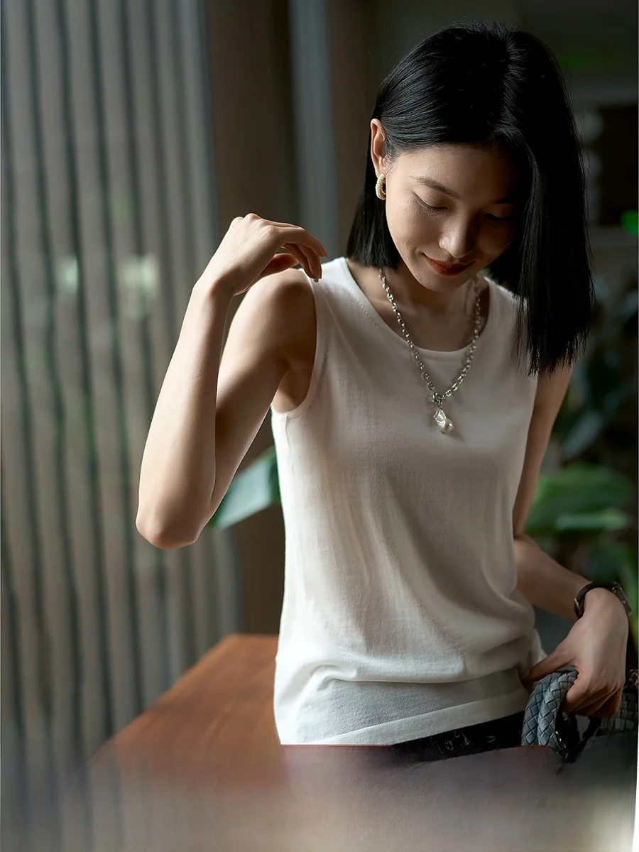 

Xhange шерстяной вязаный жилет Camere, 6-игольный базовый слой, круглый Ne Svel, женский свободный топ для поездок на работу