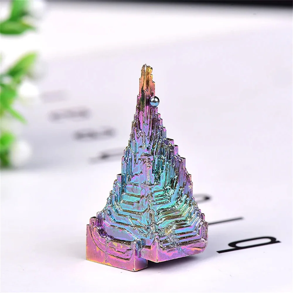 Natural Metal Quartz Pyramid Bismuth ore Gemstone Reiki Healing Stone Study living Raw Crystals Collection And Home Decor Gift