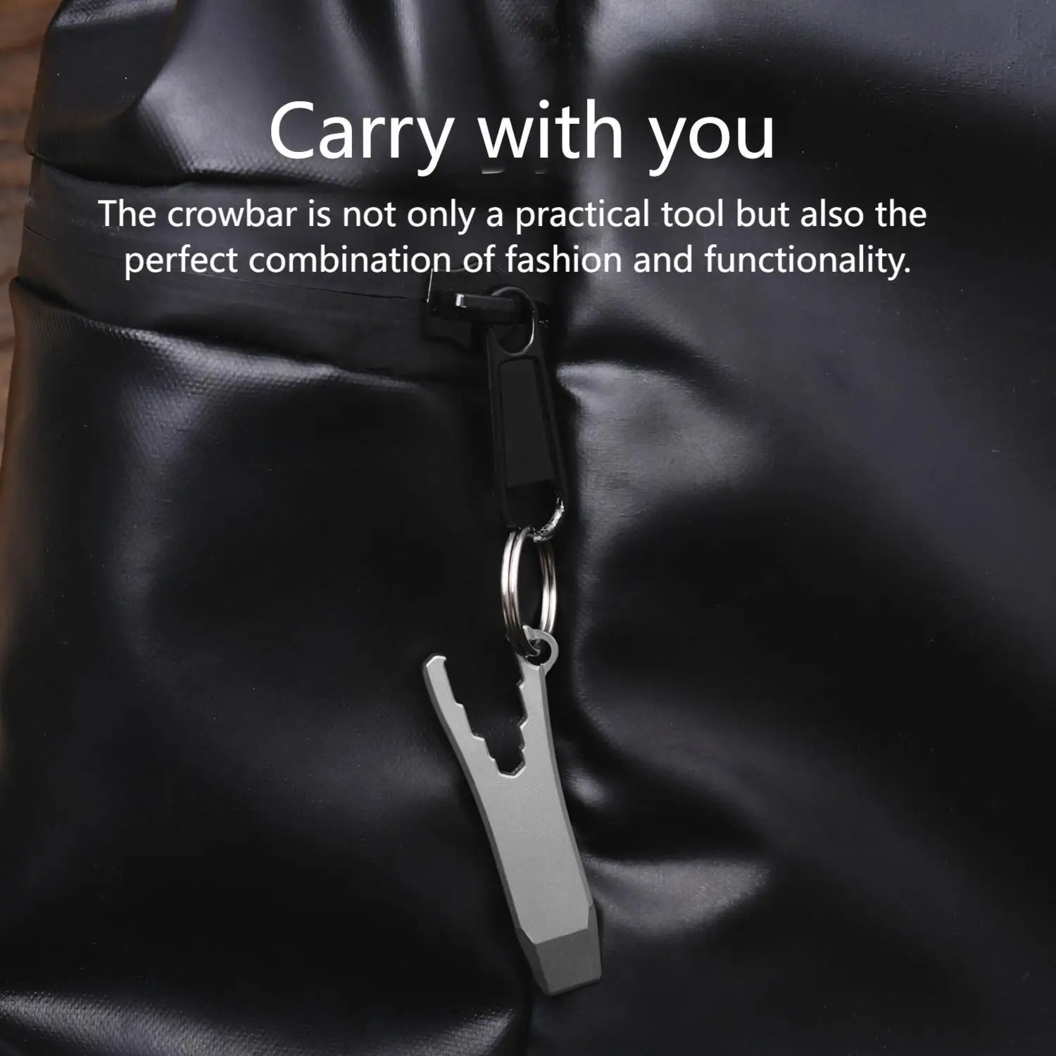 

1PC Titanium alloy multi-function mini crowbar with bottle opener outdoor EDC tool keychain accessory ‌