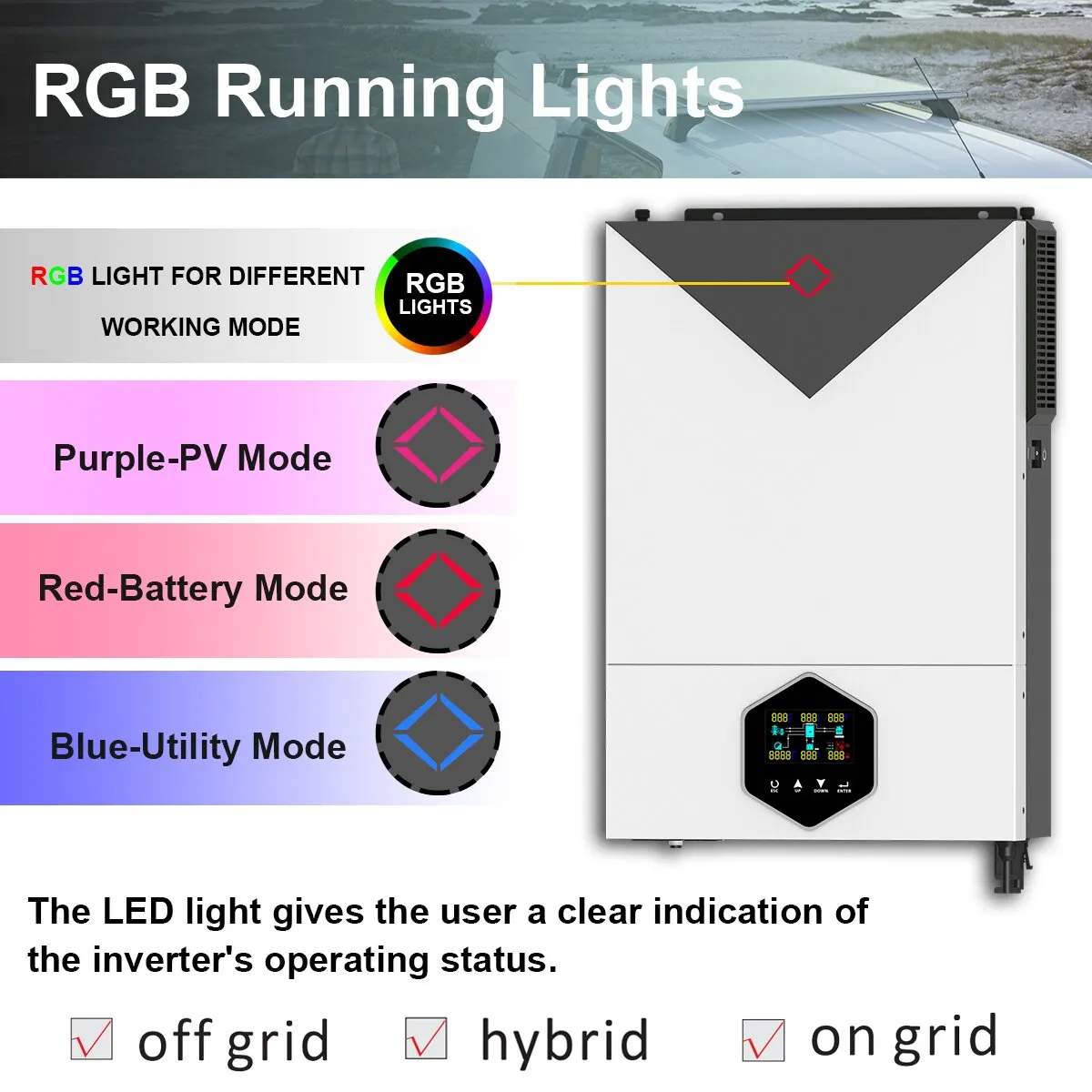 6200W MPS Solar Inverter Inverter On-Grid/Off-Grid Pure Sine Wave 48V DC Input MPPT 120A Solar Charge Max PV Power 6200W