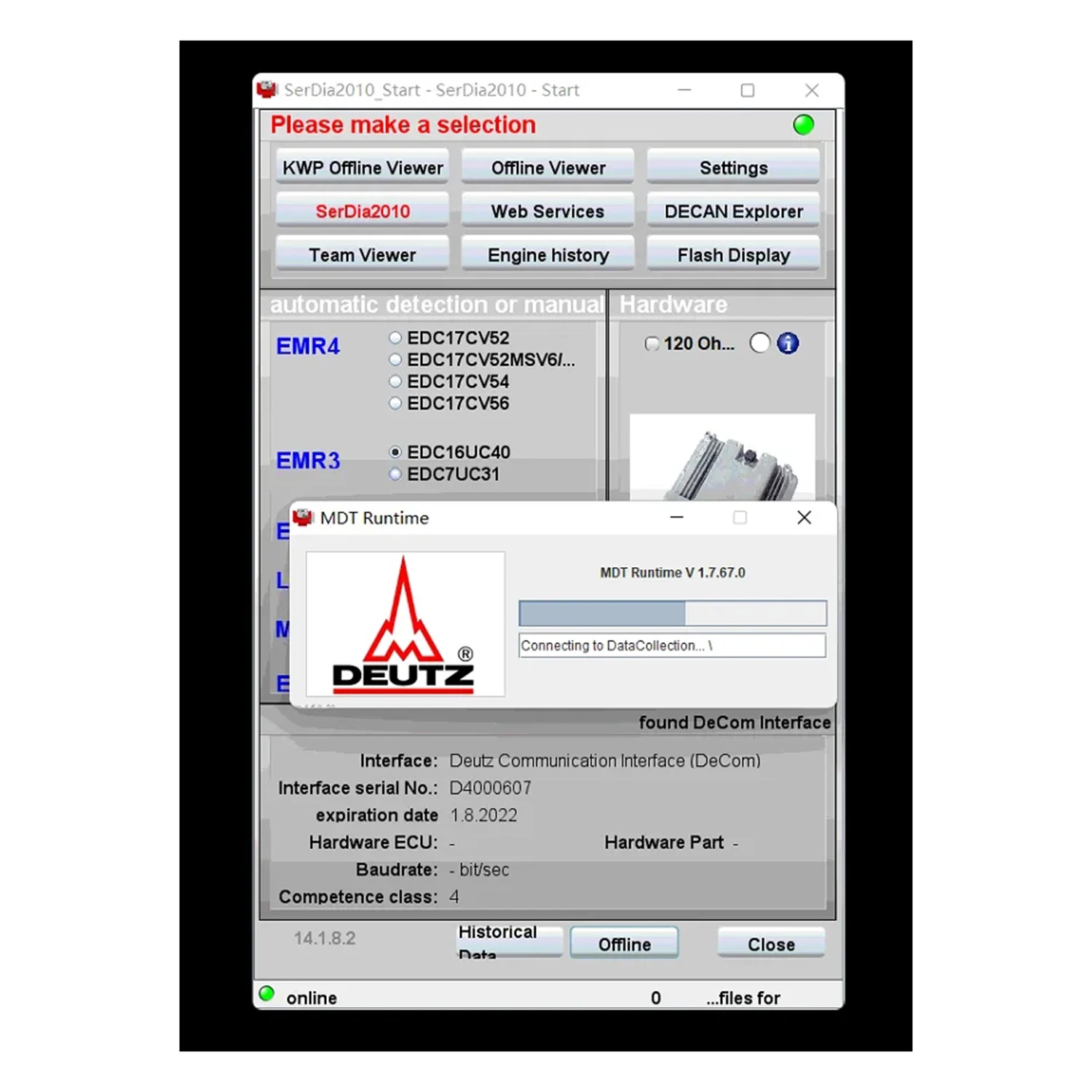 Deutz Serdia2010 v14.1.9.1 (2023) SerDia 2010 USB Dongle 6 Level Class 4 For Deutz ECU Read Write EMR4 EMR3 EMR2 LPG MD1 EMR L1