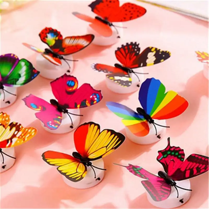 LED Wall Stickers Colorful Changing Butterfly Glowing Wall Decals Night Light Lamp Home Decor DIY Living Room Wall Sticker