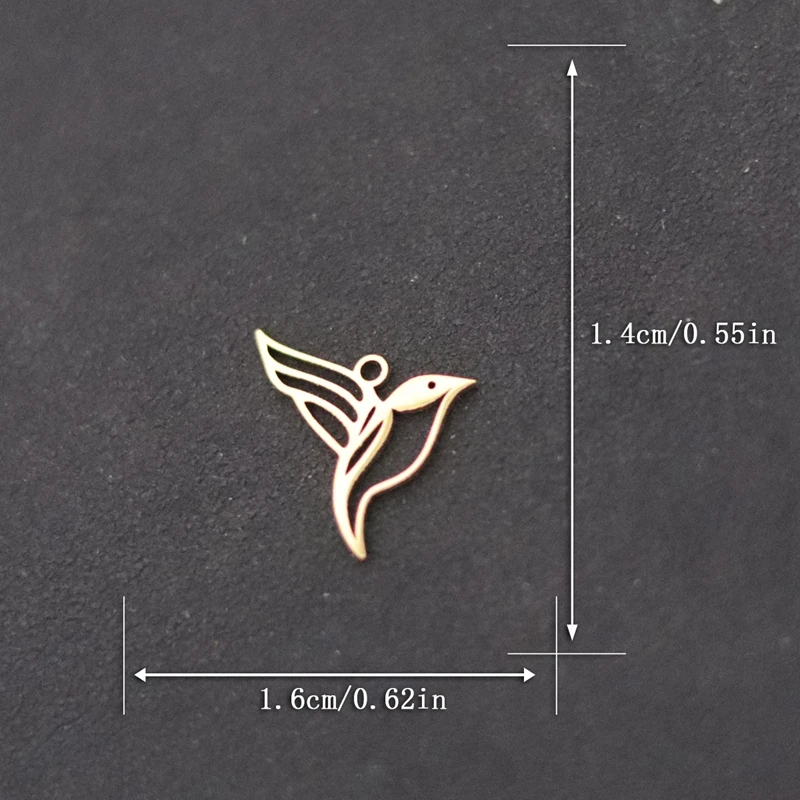 3pcs Stainless Steel Hummingbird Charms Hollow Out Bird Pendant For DIY Necklace Bracelet Earrings Jewelry Making Accessories