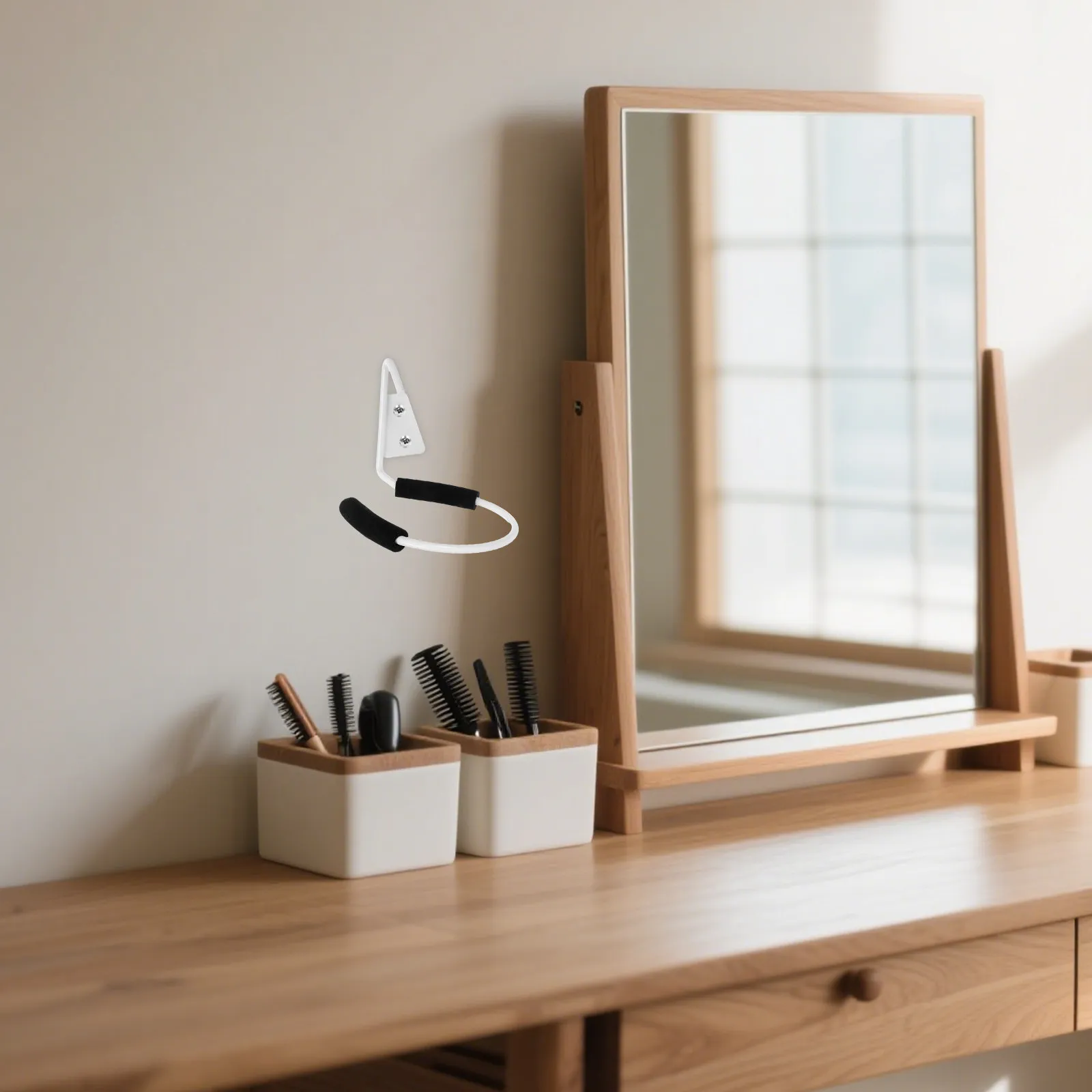 Blow Dryer Holder Wall Mount Modern Sleek Hair Dryer Rack for Bathroom Dressing Table Styling Tools Organizer Space-Saving