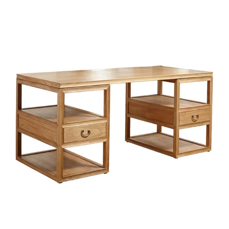 

New Chinese style solid wood desk office computer desk elm zen writing desk calligraphy painting table