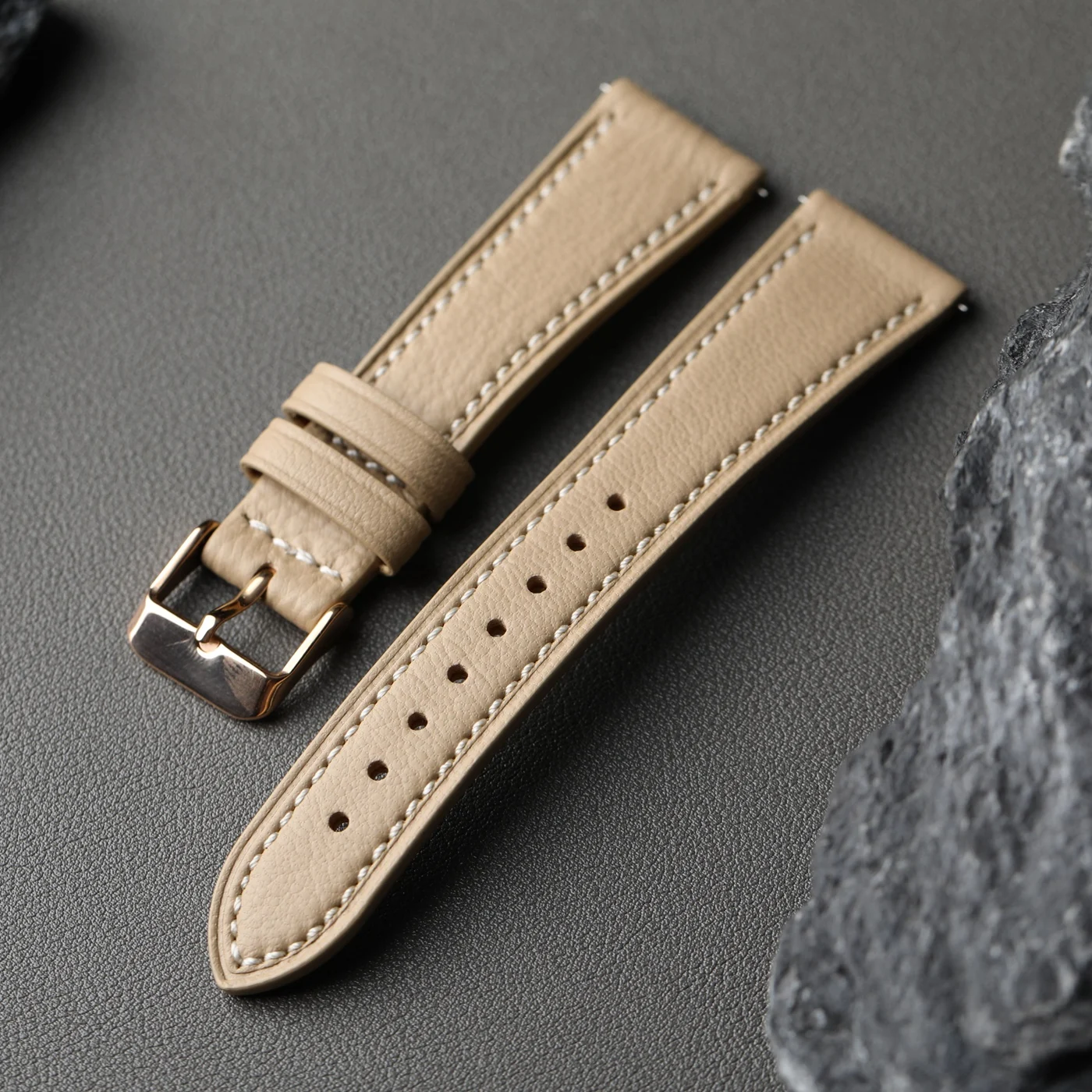 Handmade French goat leather strap 18 19 20 21 22MM quick release soft leather strap, suitable for antique watches in blue-green