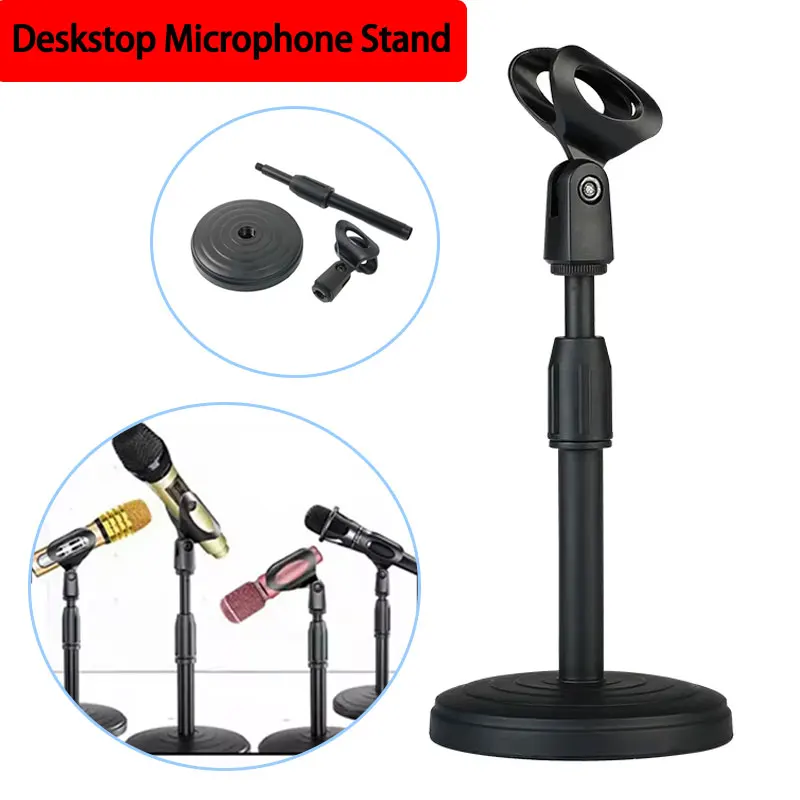 Microphone Stand Desktop Tripod Adjustable Mic Stand Live Streaming Desktop Stand Microphone Clip Stand Accessories