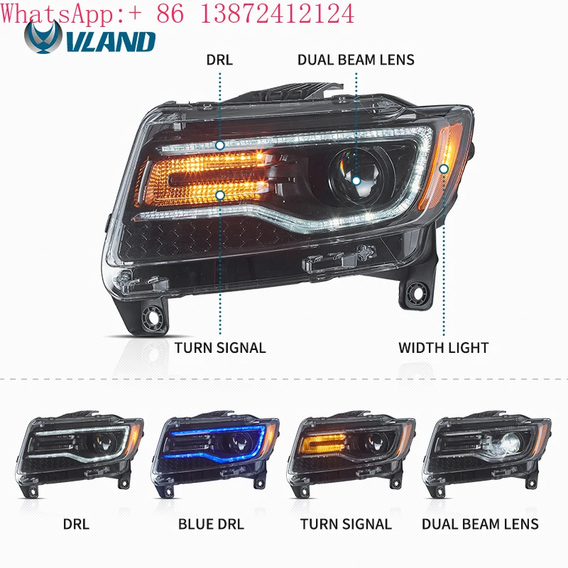 

VLAND Factory LED Headlights Head Lamp for Jeep Grand Cherokee WK2 2011-2013 4th Gen (Fourth Generation WK2)