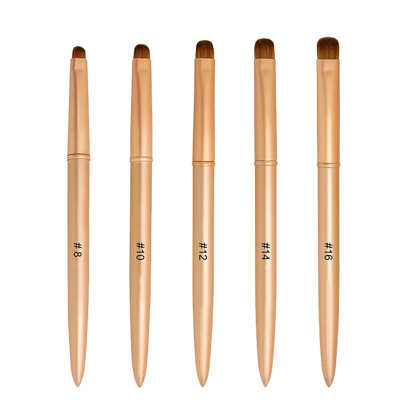 Kolinsky French Nail Brush Acrylic Drawing Rhinestone Gel Painting Matte Gold Metal Handle