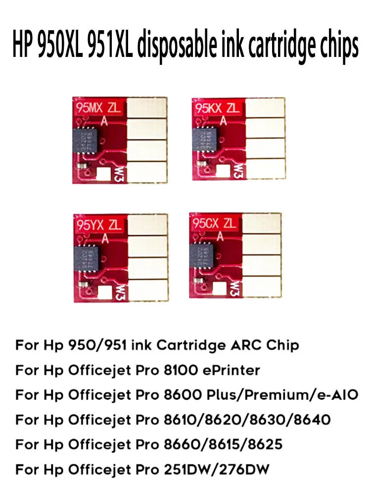 950XL 951X Ink Cartridge One-time Chip For HP 950 951 OfficeJet 8100 8600 8610 8620 8630 8640 8660 8615 8625 251dw 276dw Printer