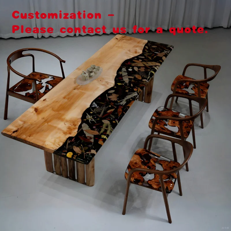 

Новинка! Распродажа от производителя: Обеденный стол/чайный столик из массива черного эпоксидного дерева и высококачественной тополяной древесины с цветочным узором.