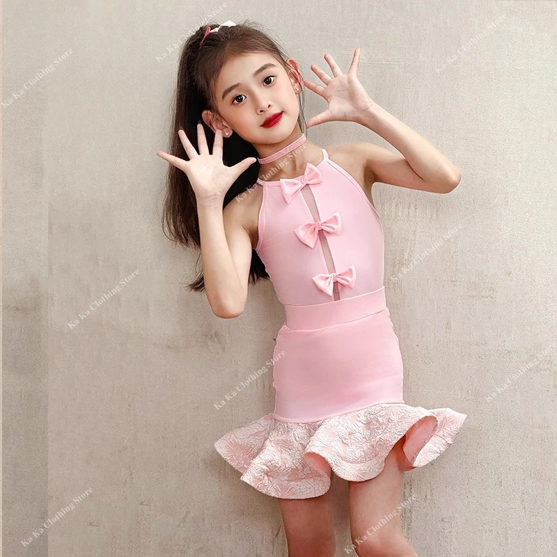 Salsa Latin Dance Dress Girls Ballroom Dress Standard Kid Competition Latin Practice Dress Rumba Tango Latin Dance Costume Girls