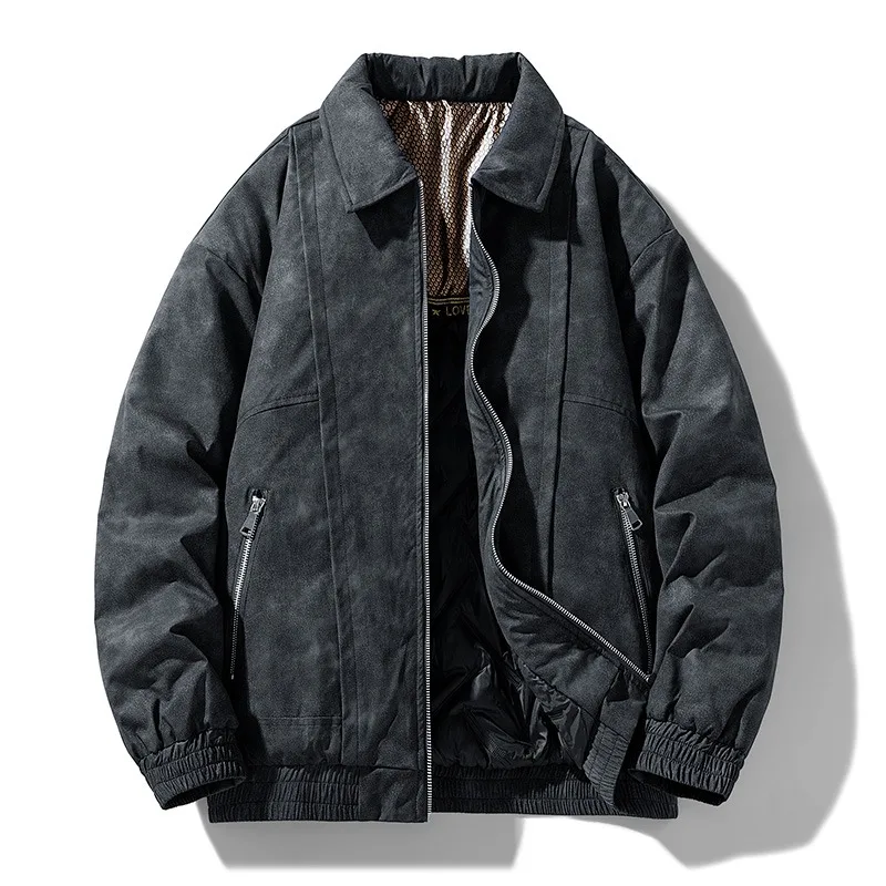 

Thickened Warm Lapel Jacket Graphene Heating Down Cotton-padded Coat Fashionable Outdoor Loose Large-sized Trendy Men Brand Coat