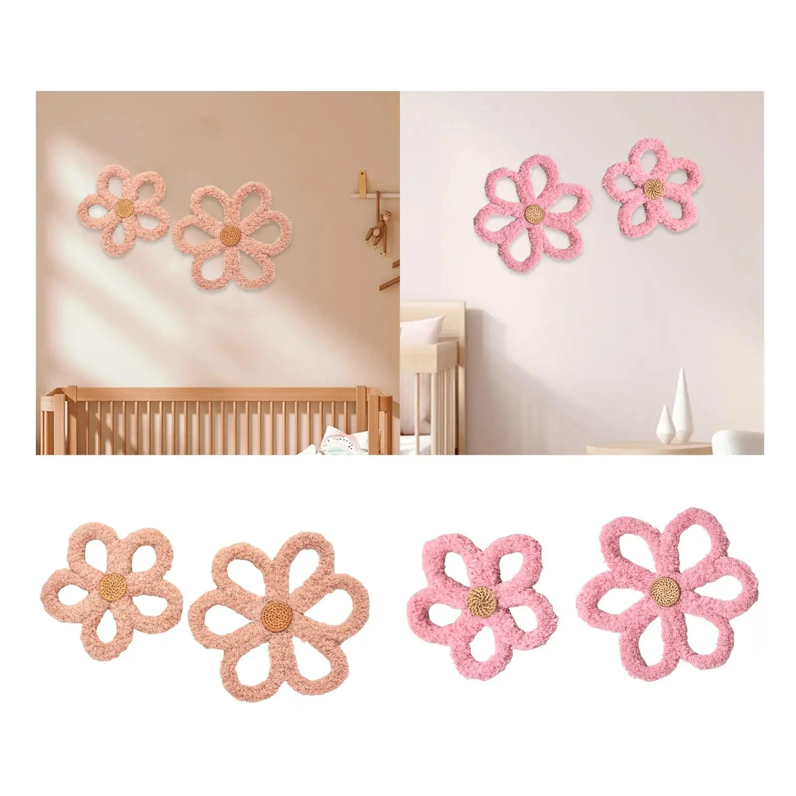 

2Pcs Daisy Wall Art Hanging Plaque Housewarming Gift Crafts Boho Ornament