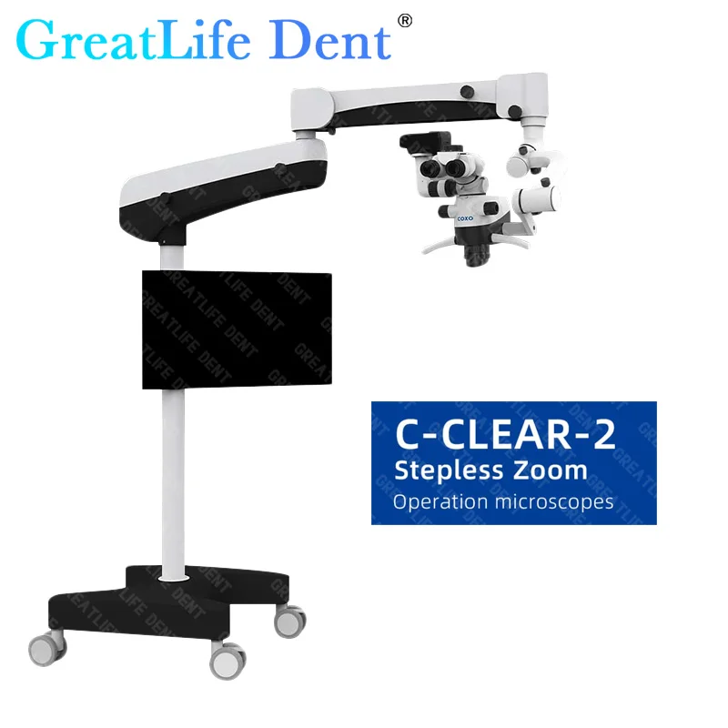 GreatLife-Dent COXO C-CLEAR-1 Microscópio, Sistema Óptico Apocromático Embutido, Câmera Digital Len, 180 ° Ajustável, 100-240V