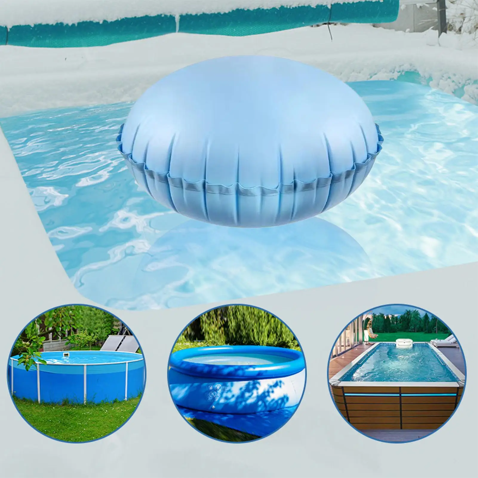 Almohada para piscina, ecualizador de hielo, cojín grueso, almohada inflable para piscina de 4x4 pies con cuerda para nadar, lago, río, tubería, vacaciones en la playa