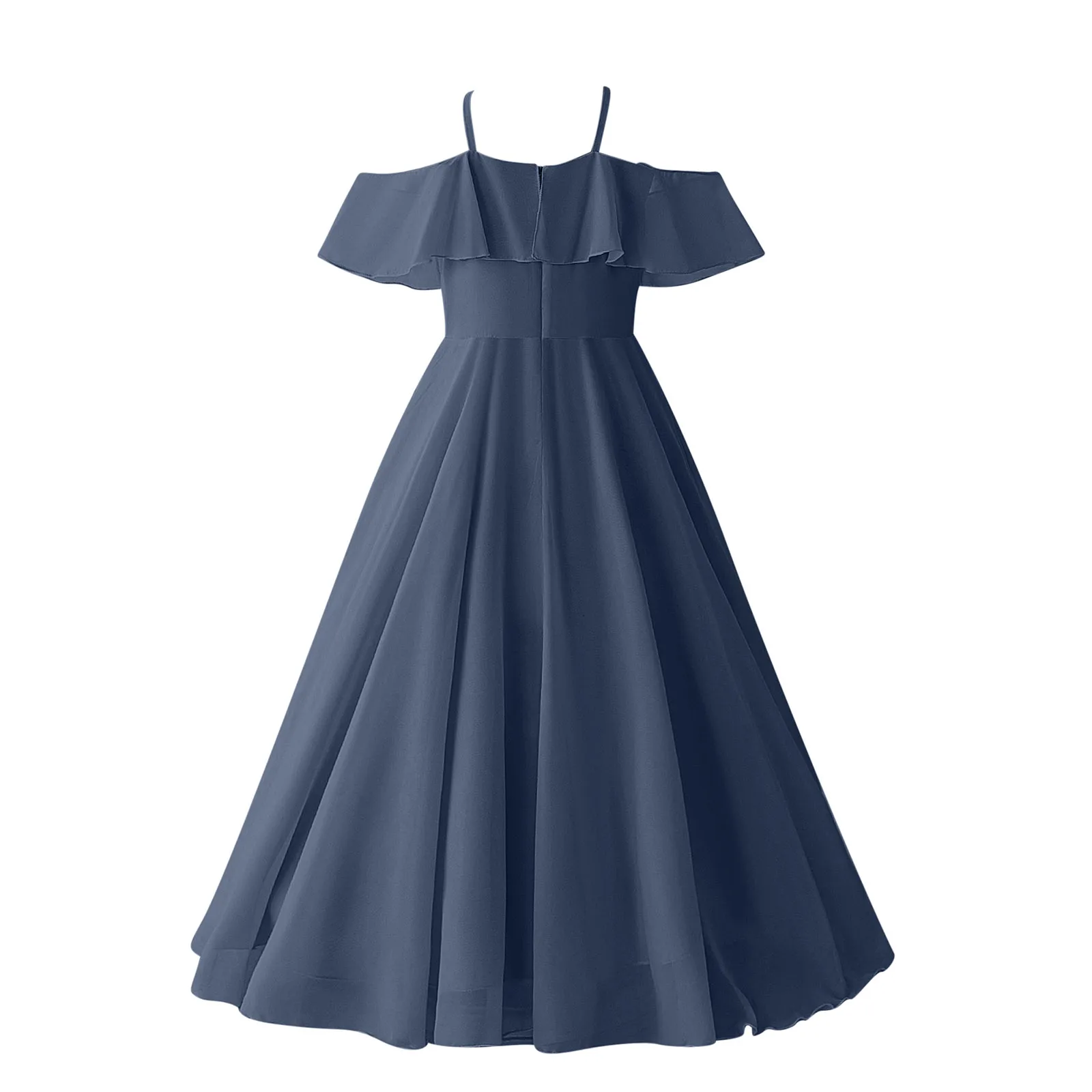 فستان بناتي مكشوف الكتفين وأكمام مكشكشة على شكل حرف a من الشيفون فستان أنيق للحفلات الراقصة الصيفية فستان التخرج 2025