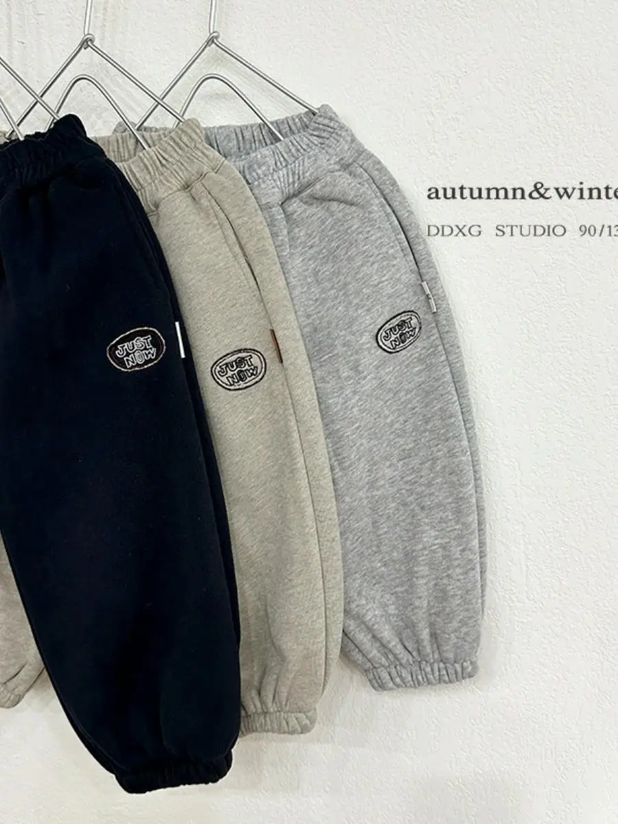 Thiened Fce Autumn Winter Pants Children's Casual Warm Trousers for Boys And Girls Medium to Small Kids Faionable Sle