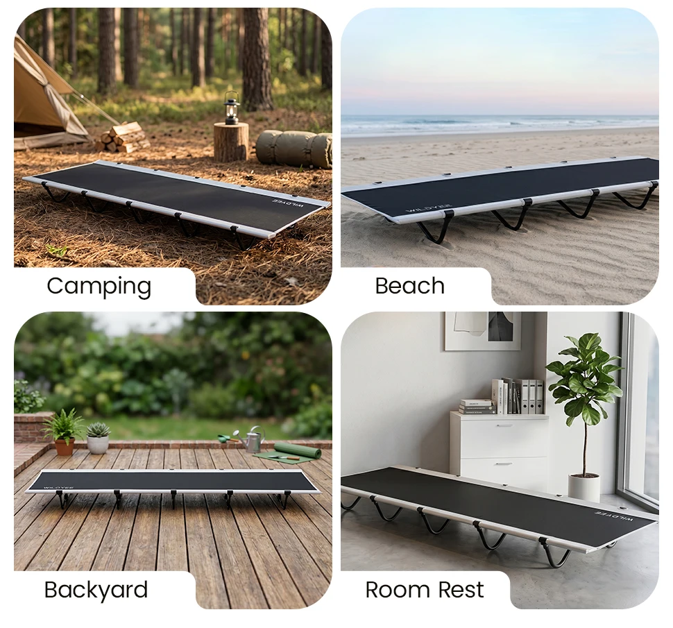 WILDYEE Campingliege mit Schnellaufbau, Faltbares Outdoor-Bett, Tragbare Kompakte Schlafliege für Camping, Outdoor-Reisen und Backpacking – Detail 8