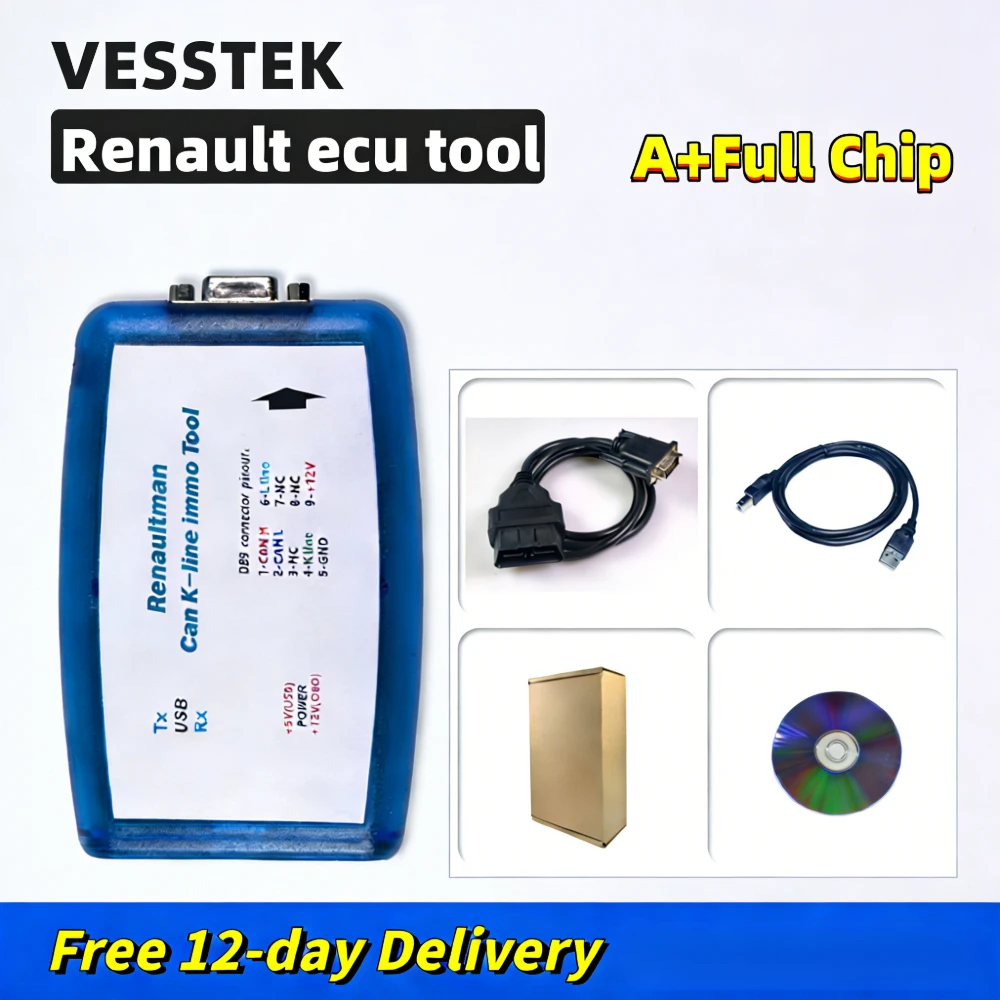 

VESSTEK 2025 for Renault Can K-line Immo Tool V4.10 Support for OBD2 Auto ECU Programmer Read / Write EEPROM