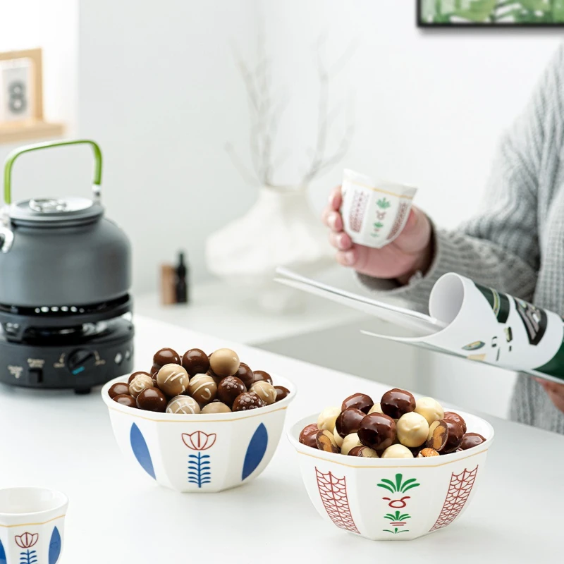 Middle East Hot Selling 6-inch Traditional Arabic Festival Chocolate Dessert Bowl Ceramic Microwave Oven Suitable