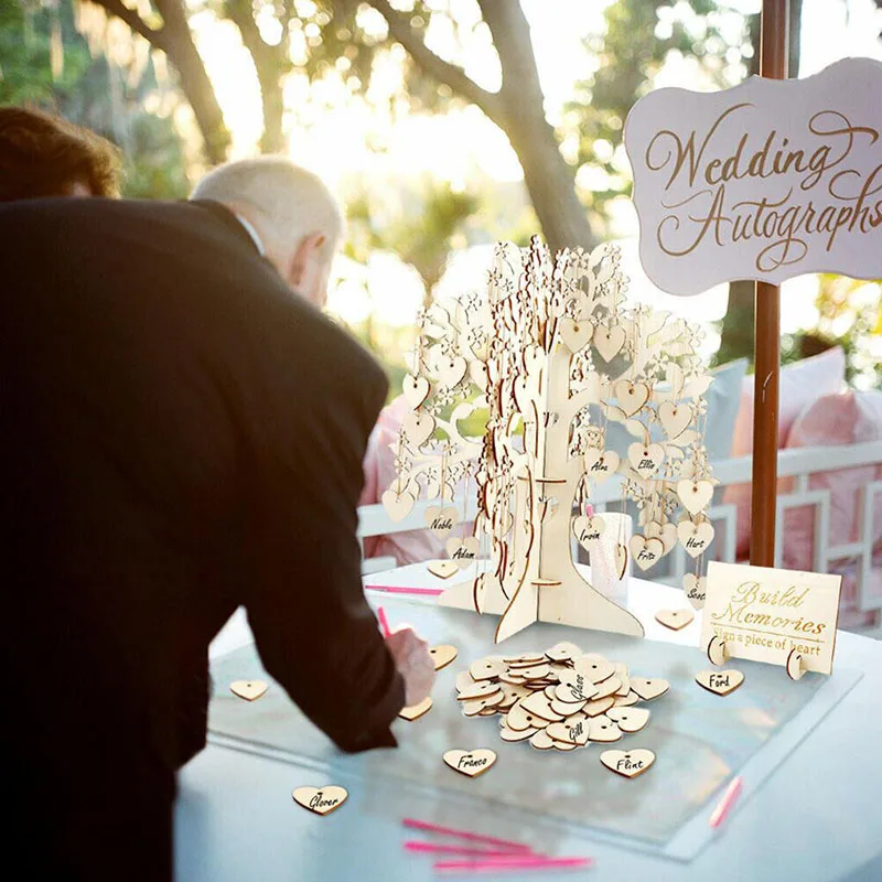 Wedding Guest Book Tree Heart Pendant Pendant Decoration Wedding Party Decoration Personality Wedding Welcome Card Wishing Tree