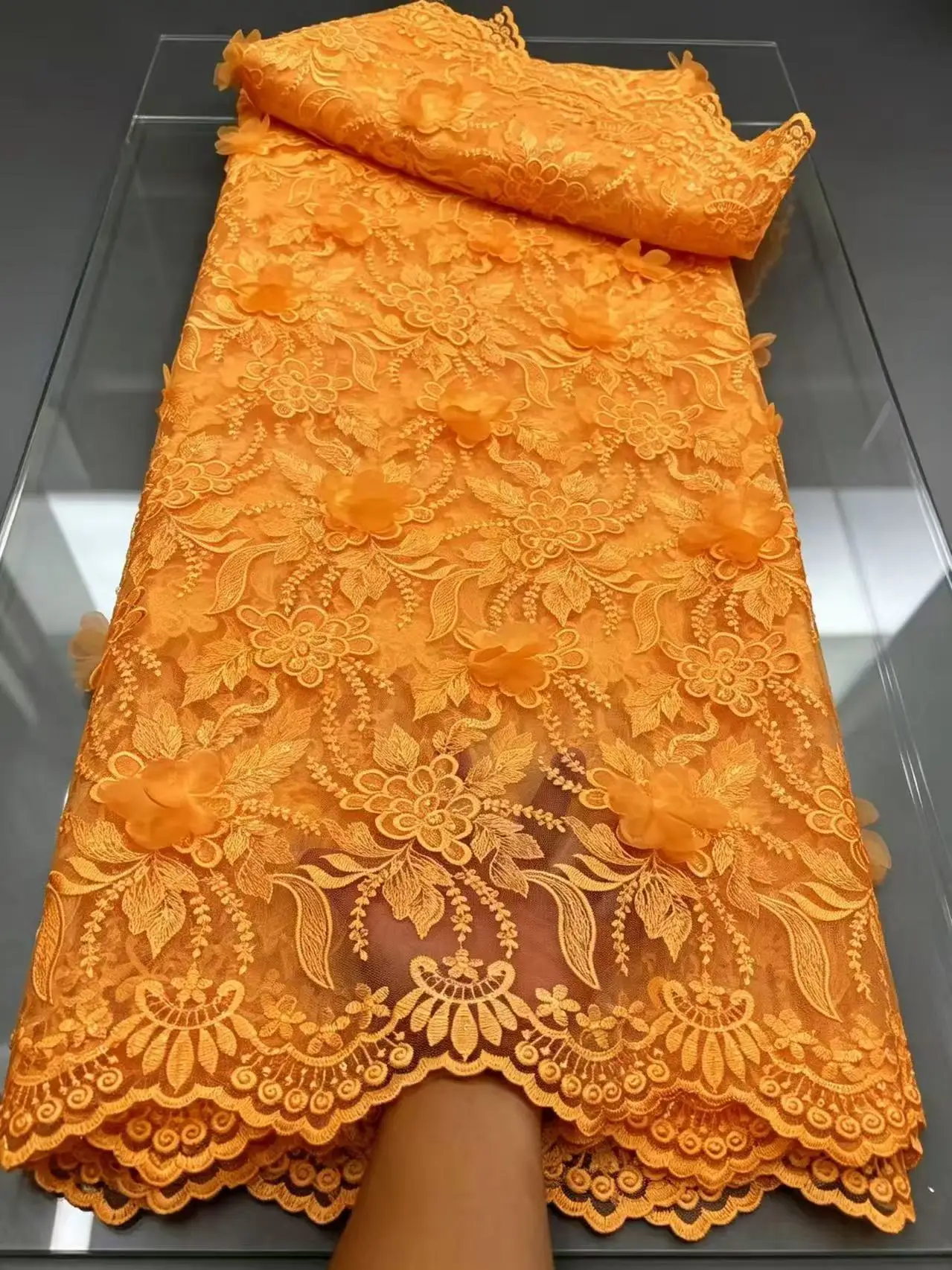 African Embroidered Guipure Cupion Lace Skin Friendly Cord Sequins Fabric Middle East Wedding Formal Mermaid Dress Fashion Sew