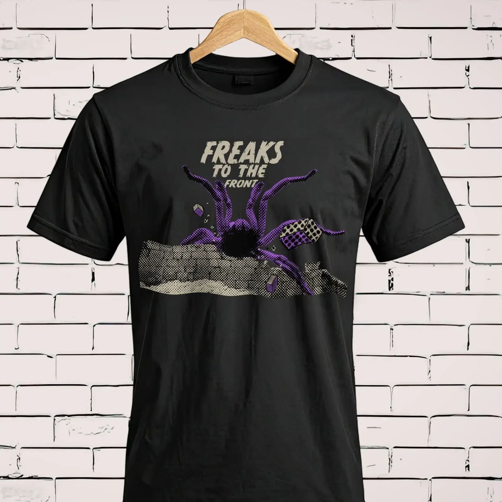 Amyl amp The Sniffers Freaks Giant Purple Spider T Shirt vintage Washed graphic fashion Stretched Top For Everyday Wear