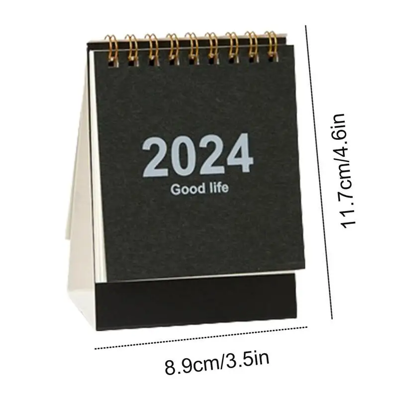 Portable Desktop Calendar Thick Paper Twin-Wire Binding Tiny Calendar 2024 Mini Calendar Creative Desktop DecorationDaily