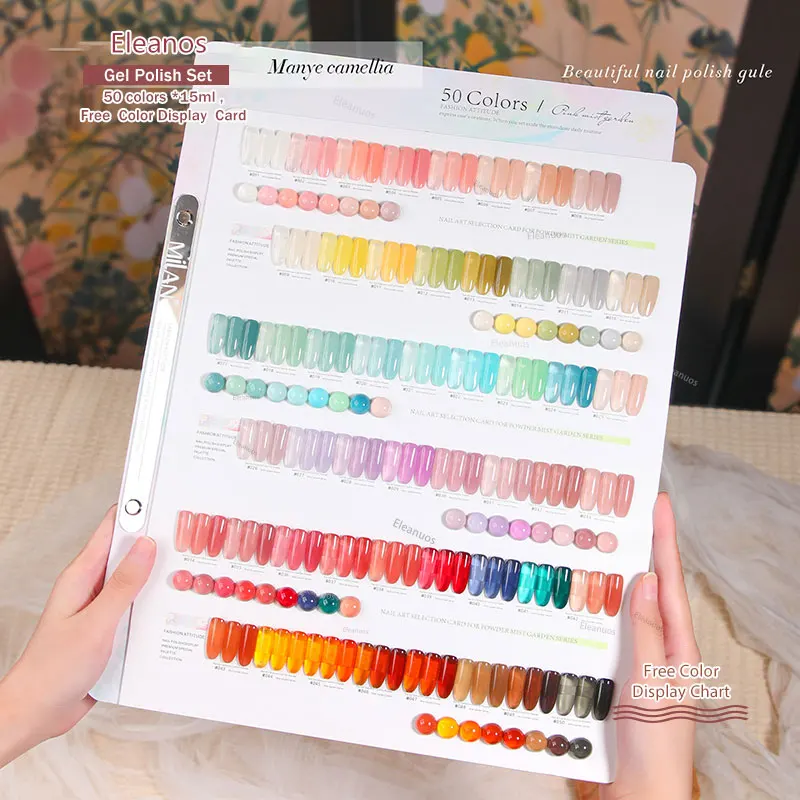Eleanos Korean Style 50pcs Jelly Opal Gel Polish Set TPO Free Syrup Gel Kit Color Chart For Nail Salon 15ml Transparent UV Gel