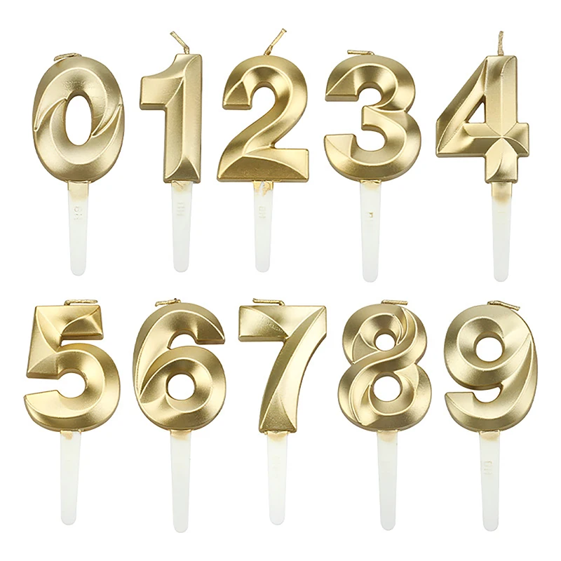 1PC Golden Diamond Birthday Candles 0-9 Digital Cake Topper Number Wedding Cakes Dessert Decor Party DIY Supplies Accessories