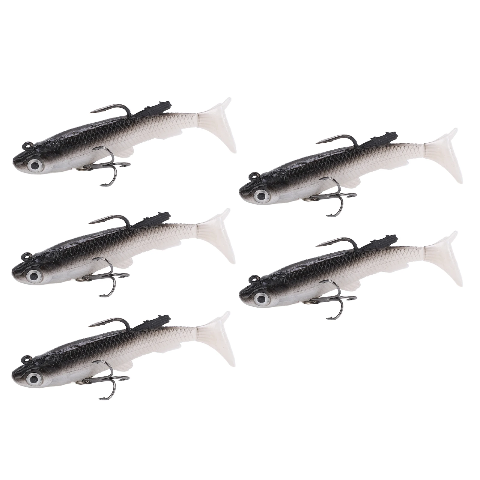 5pcs Soft Body Sinking Swimbait T Tail Soft PVC Bass Lure Trout Bait for Saltwater Freshwater Fishing Soft Body Sinking Swimbait