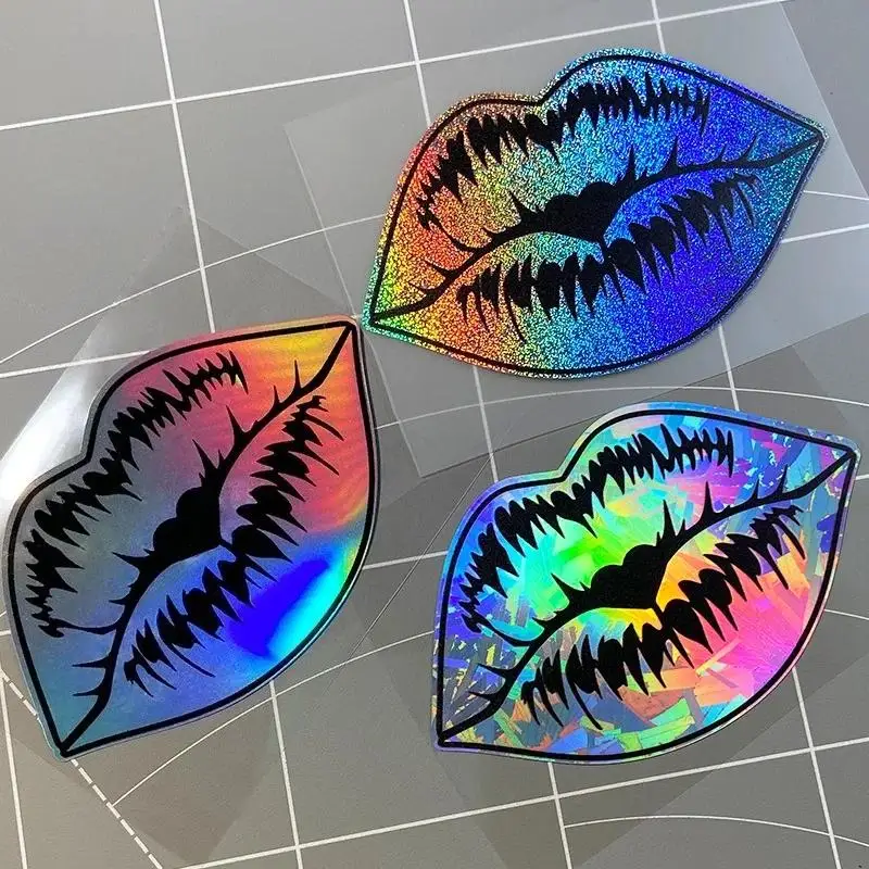 1Pc Vampire Lip Print Vinyl Sticker, Gothic Fangs Decal for Car Window Helmet Laptop