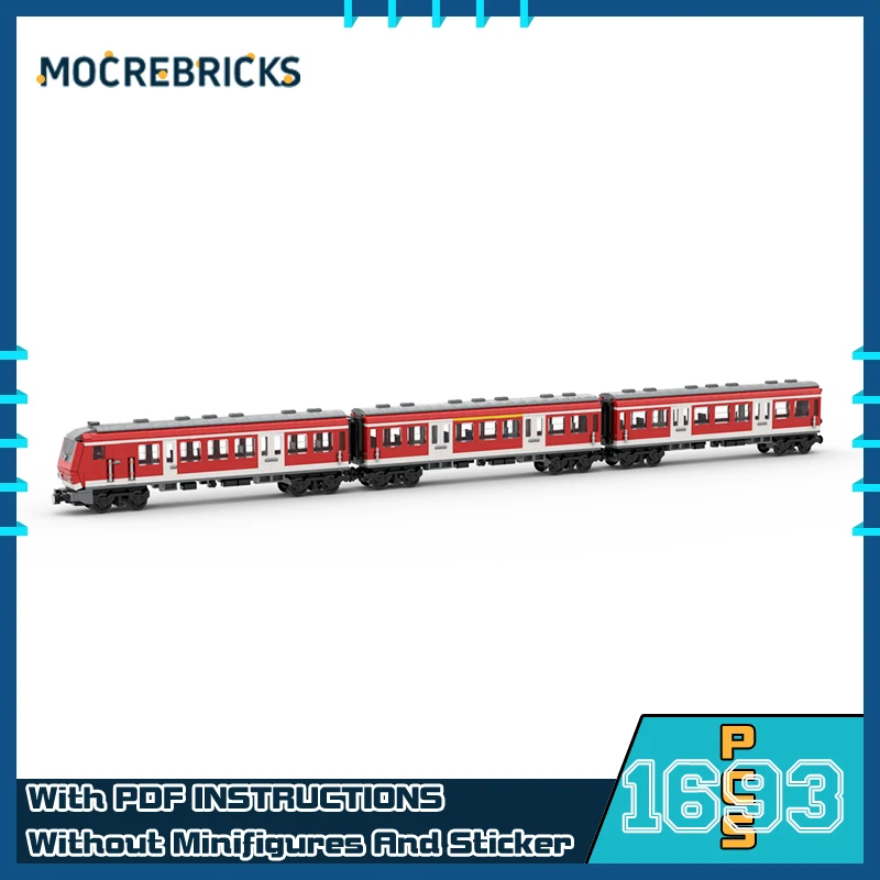MOC Germany Classic Commuter Railway Passenger Train Model DIY Building Blocks Tech Electric Locomotive Track Bricks Toys Gifts