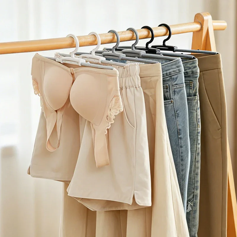 New Adjustable No‑Bulge Pants Hangers Extendable Closet Storage Organizer with Spring for Jeans Slacks Home Space‑Saving Hanger