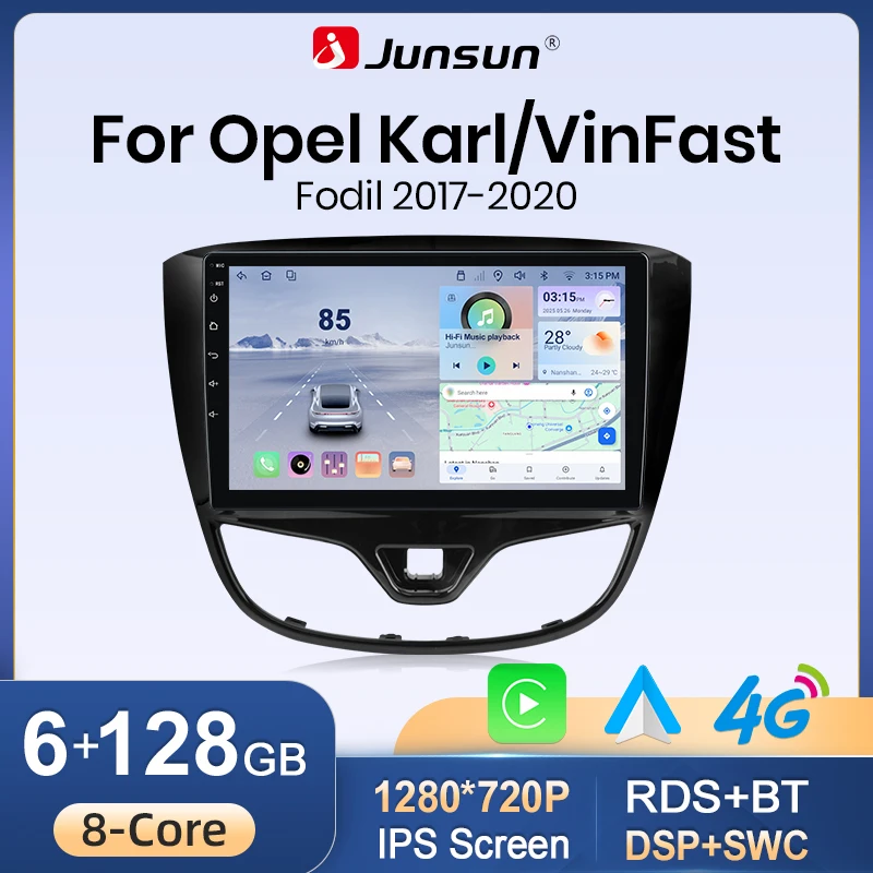 Junsun CarPlay Android 15 Radio für OPEL Karl VinFast Fadil 2017-2020 Auto-Multimedia-Player 2din FM GPS BT RDS DSP Head Car Radio
