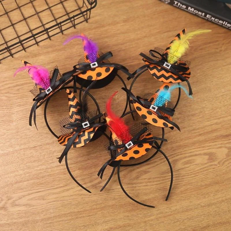 Witch Hat Children's Feather Headband Halloween Decoration Performance Props  Headdress