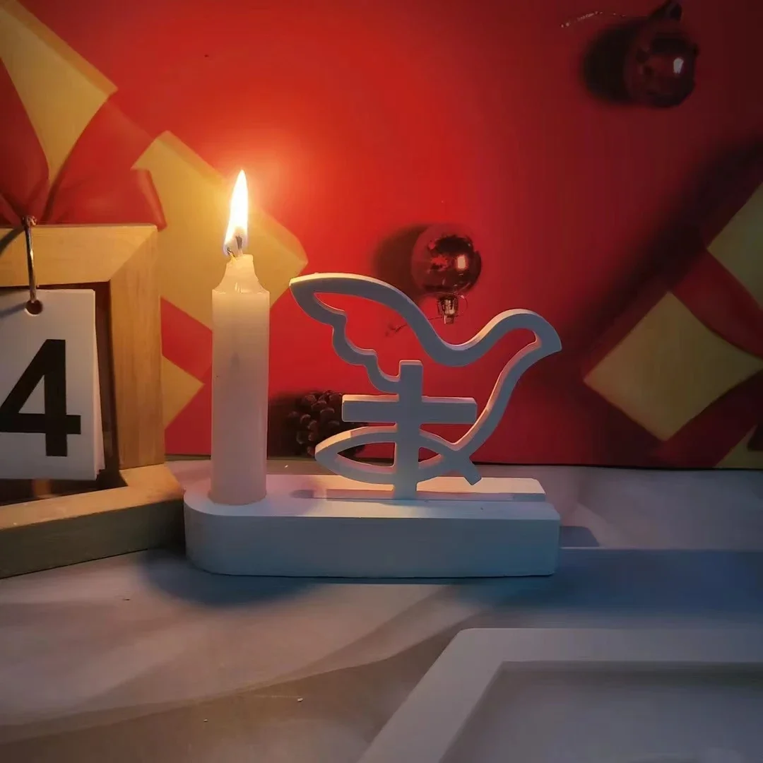 DIY Silicone Mold Line Cross Peace Dove Fish Inserts Decorative Ornaments Candle Holder Plaster Moulds