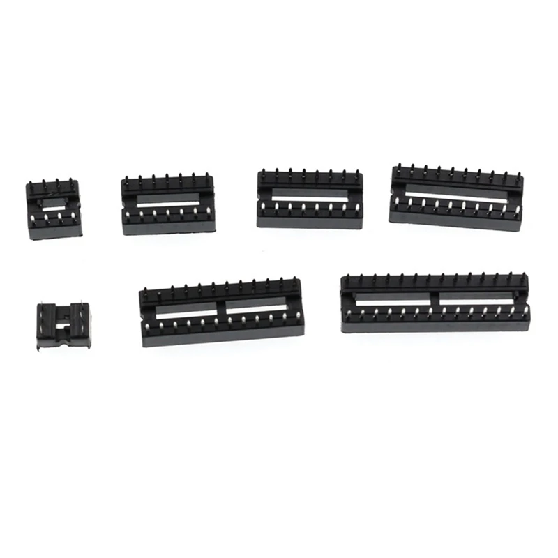 DIP IC Chip Socket Adaptor 2.54Mm Pitch Dual Row Flat Pins Chip Connector 6, 8, 14, 16, 18, 20, 24, 28 Pins 66PCS