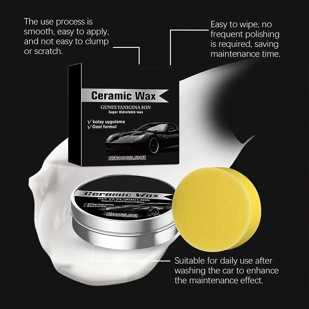 Crystal Clear Car Plastic Repair Agent With Sponge Car Interior And Panel Renewal Wax Coating Agent Car Wax Car Polishing Wax