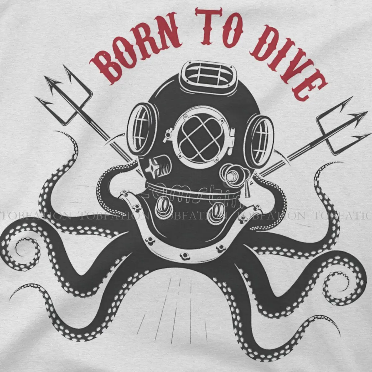 Dive Scuba Diving TShirt for Men Octopus with Diver Helmet Soft Leisure Tee T Shirt Novelty New Design Fluffy