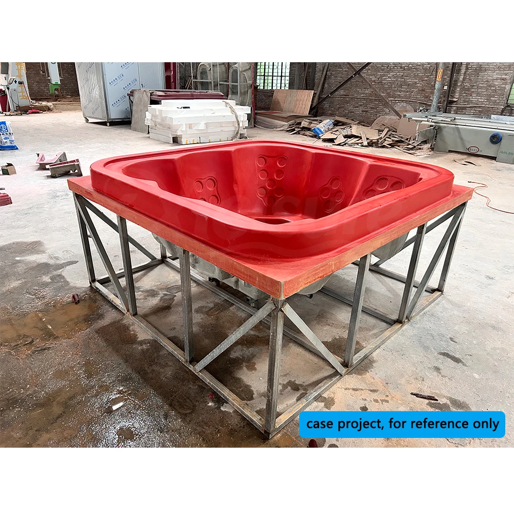 Modern Rectangle Fiberglass Spa Hot Tub Reversible Lounges 5 Seats Recliners Freestanding Outdoor Bathtub Featuring Air Massage
