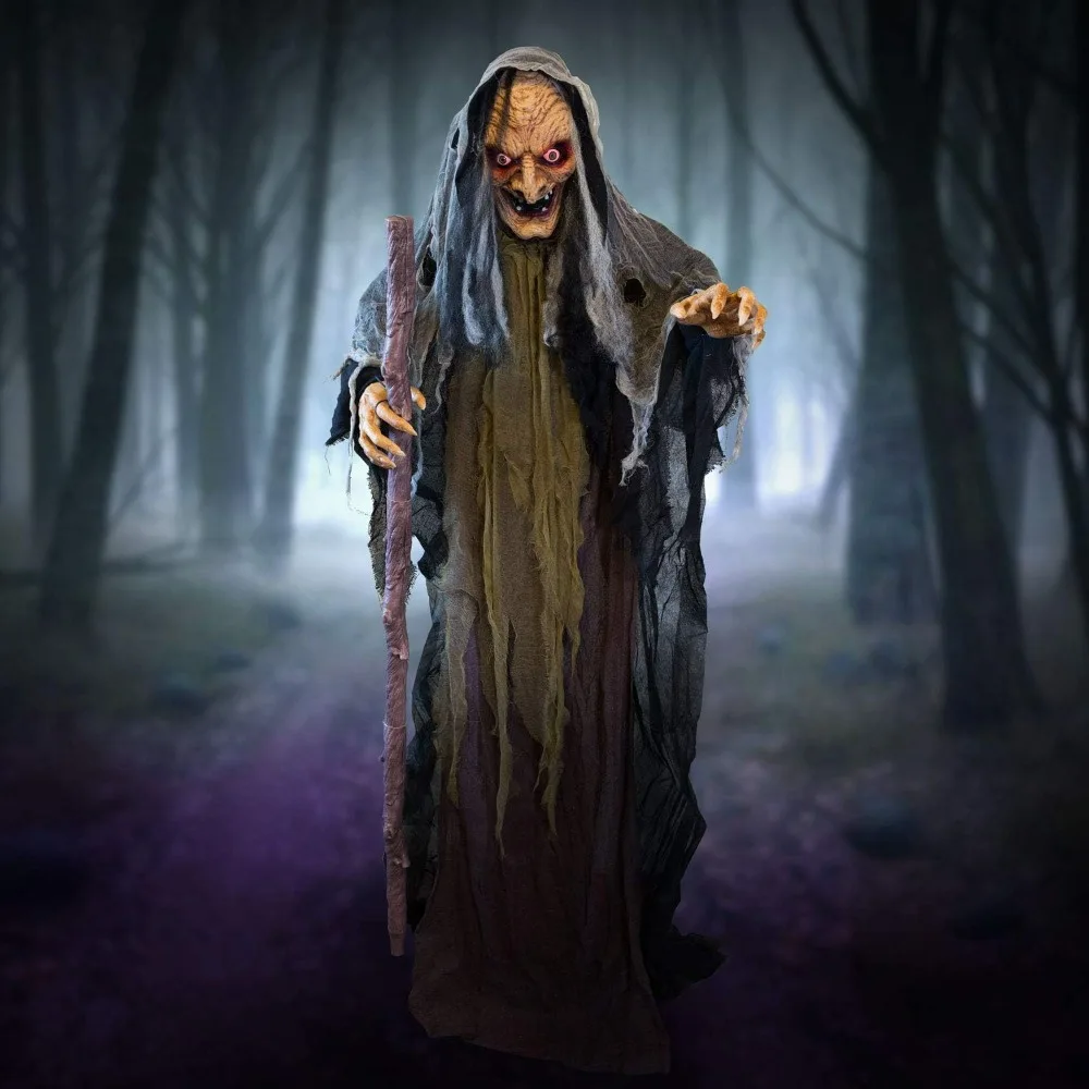 

Halloween Animatronics Evil Witch Animated Halloween Decoration Standing Evil Witch Scary Halloween Decoration Outdoor Motion