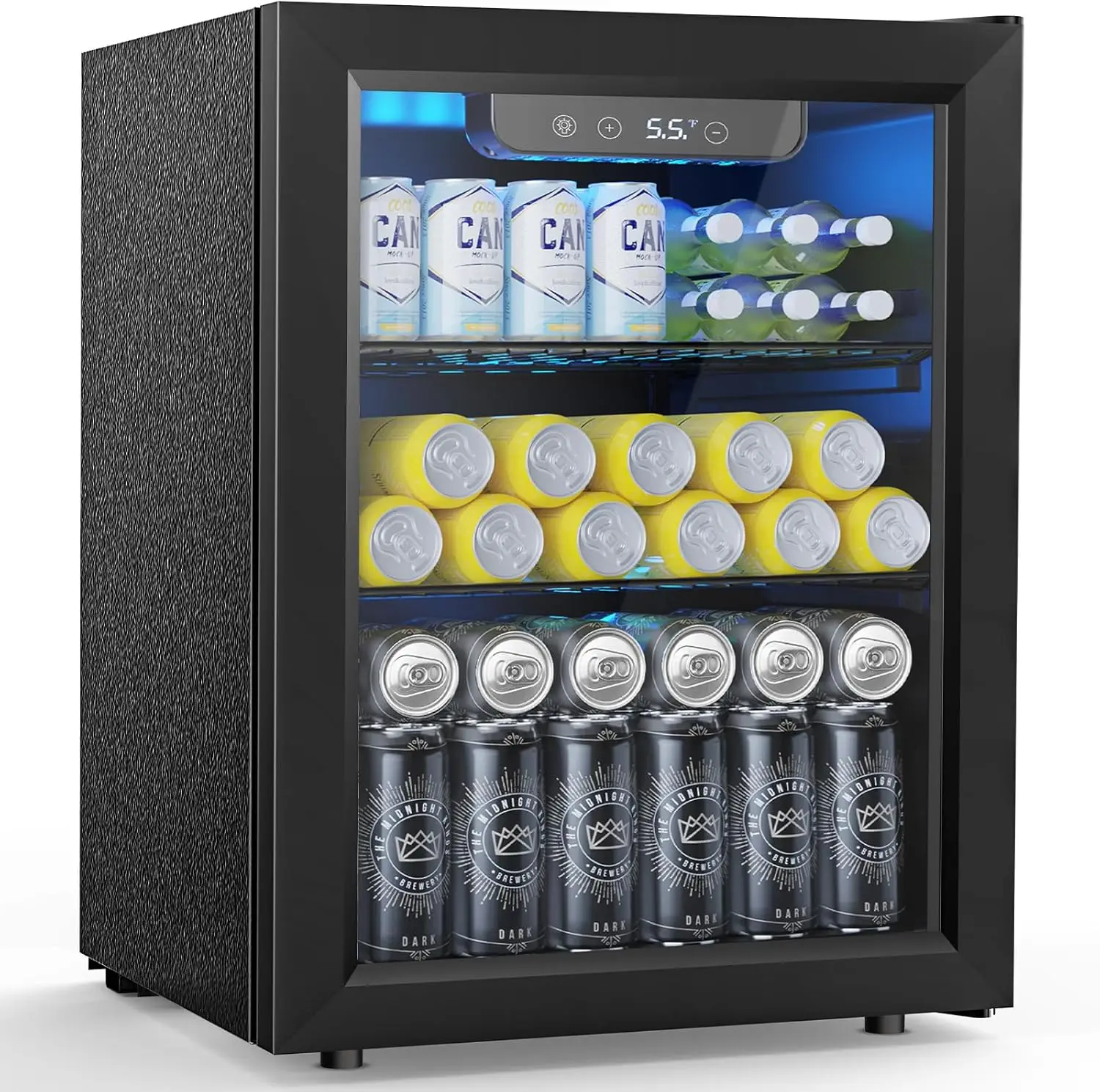 Refrigerator Cooler 1.7 Cu.Ft, 16 Bottle 68 Can - Mini Fridge with Glass Door for Beer Drinks Wines,Freestanding beverage fridge