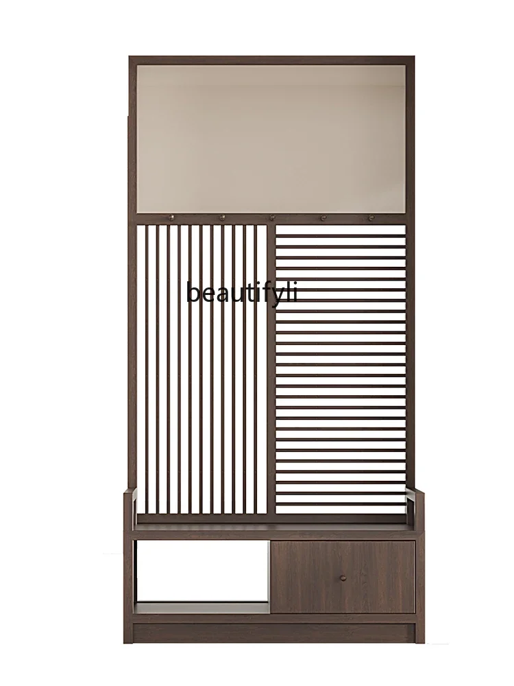 

New Chinese shoe cabinet, coat rack, entrance cabinet, integrated storage, solid wood door screen partition cabinet