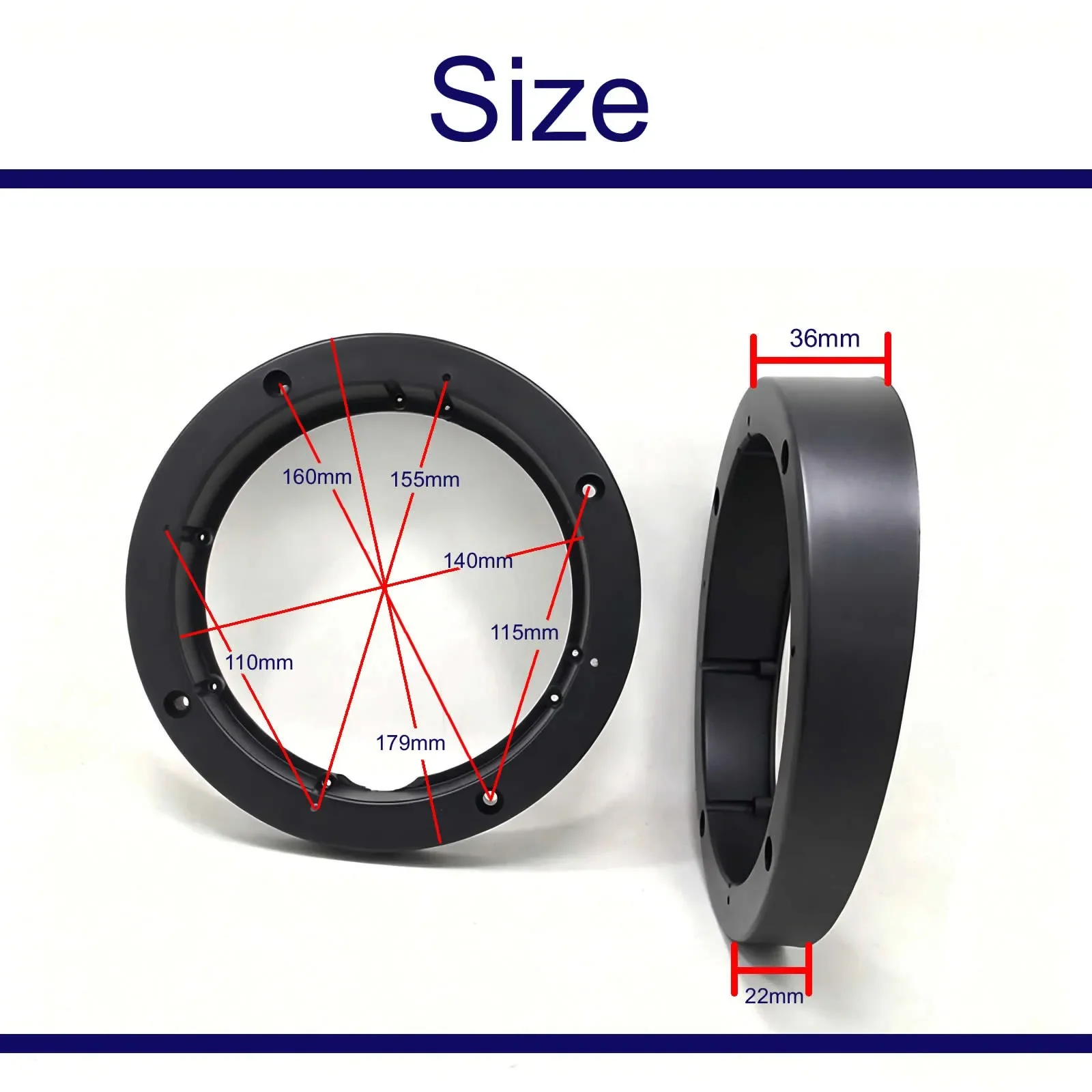 2 Pack 6.5 Inch Angled Speaker Spacer 15mm Waterproof Car Audio Pad For Door Mount Installation Anti Vibration Sound Improvement