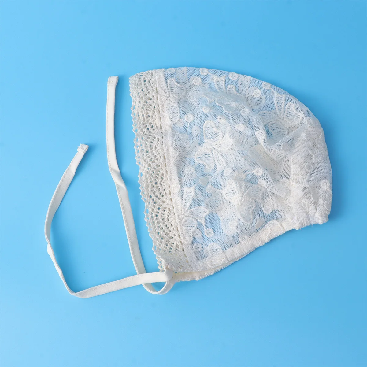 طفل الدانتيل قبعة Bowknot التعادل الدانتيل القطن تنفس قبعة الرضع حجم M أزهار لطيفة الديكور قبعة الطفل #6